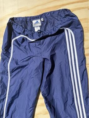 Adidas Vintage 90s Navy 1 3stripe Pull String Large Windbreaker Pants